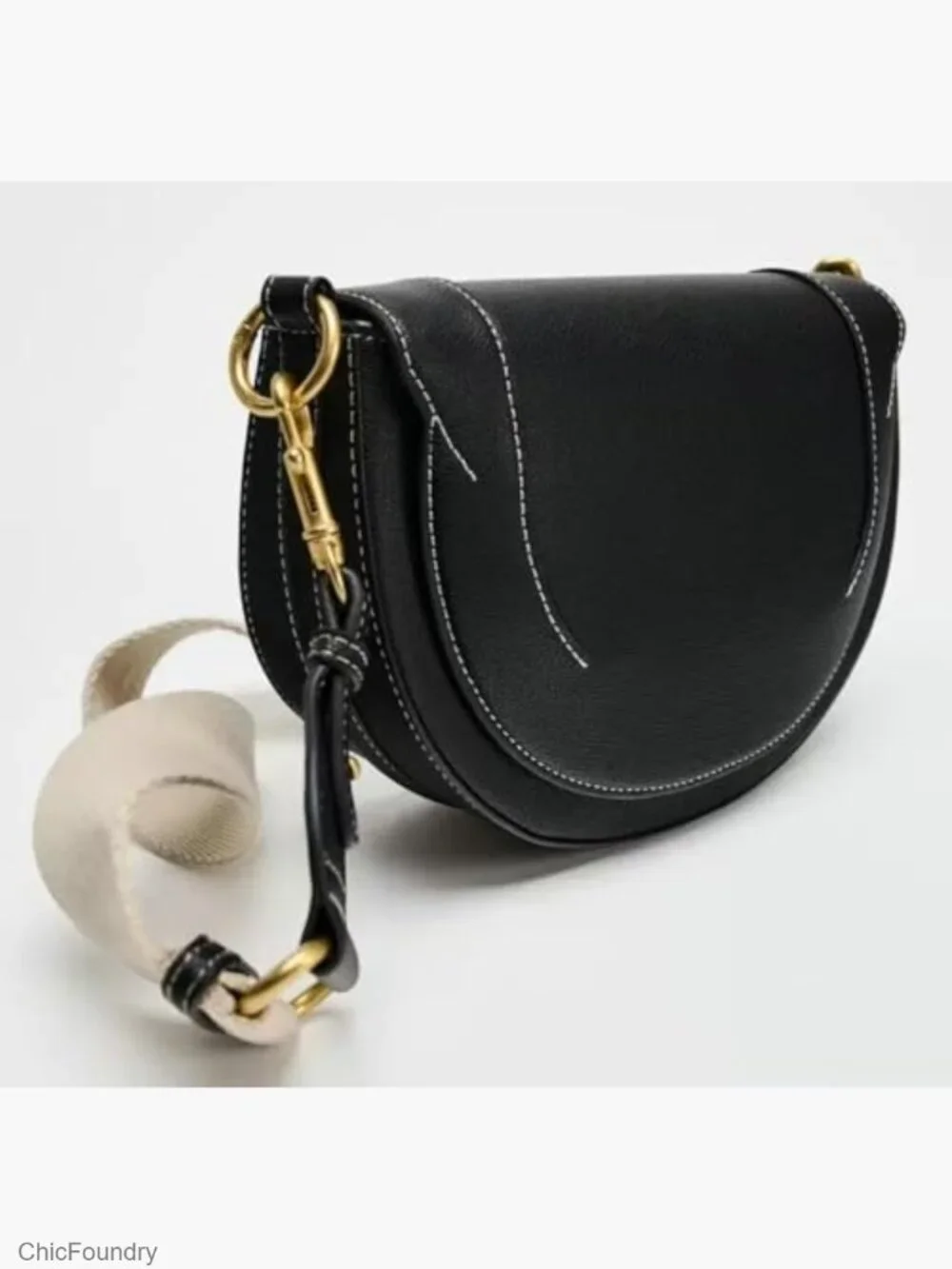 Slouchy PU Leather Crescent Hobo Bag Crossbody Shoulder Purse